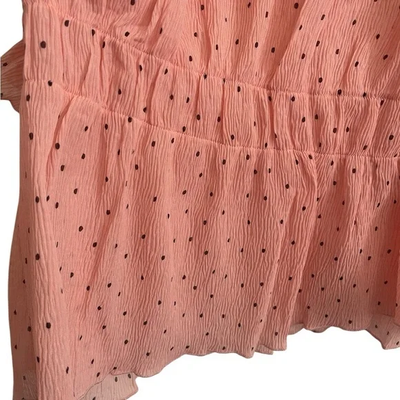 After Market Cottagecore Polka Dot Peplum Blouse Peach Balloon Sleeve - Picture 7 of 9